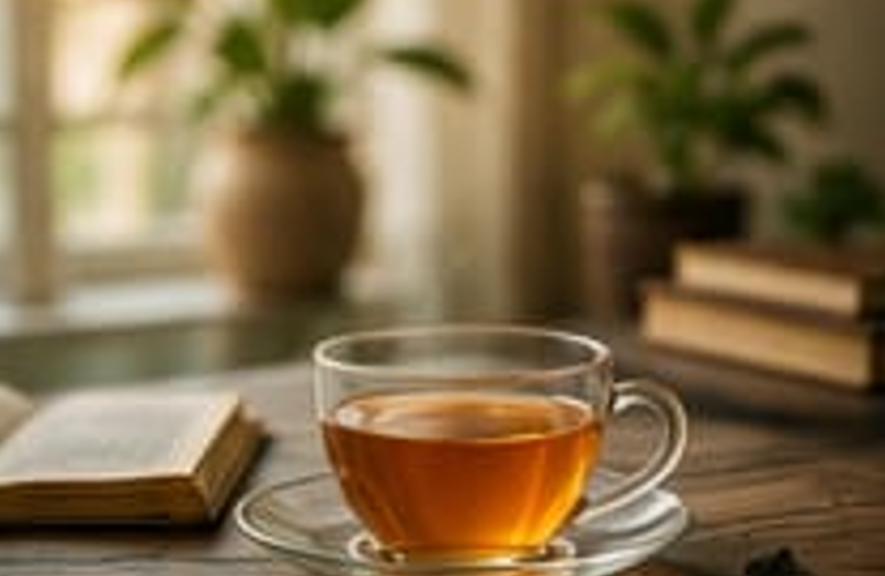 Tea Cup Next to Book
